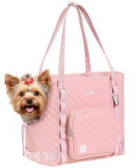 Pecute Dog Purse Carrier pink front view with secure design for small dogs
