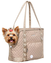 Pecute dog purse carrier top view in khaki for easy on-the-go outings