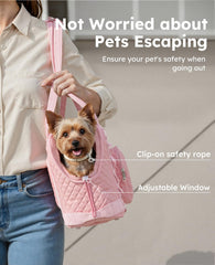 Pecute Dog Purse Carrier with safety cord to keep pet secure during outings