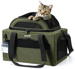 Pecute Expandable Pet Carrier top opening showing extra travel space