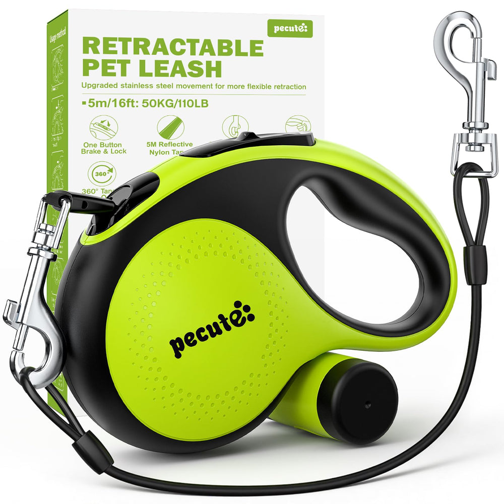 Pecute retractable leash with extended cable for flexible handling on walks.