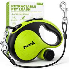 Pecute retractable leash with extended cable for flexible handling on walks.