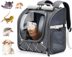 Pecute small pet carrier with transparent bubble window for interaction and comfort