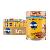 Pedigree Chopped Ground Dinner can with T-Bone steak, complete adult dog meal