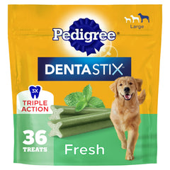 Pedigree Dentastix large dog bag front view for easy daily dental care
