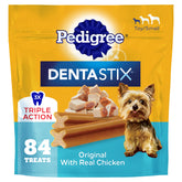 Pedigree Dentastix small dog bag showing daily dental care with chicken flavor