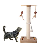 PEEKAB Cat Scratching Post side view 25in beige for durable indoor claw maintenance.