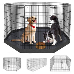 Peekaboo dog pen shows an 8-panel foldable layout for versatile indoor or outdoor setup.