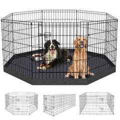 Peekaboo dog pen with 8 panels set up for a safe indoor play space.