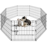 Peekaboo dog pen folded for compact storage and quick setup.