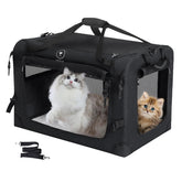 PEGIC extra large cat carrier top view shows sturdy frame for secure car travel.