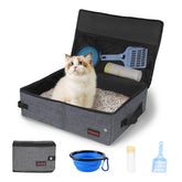 Peipaws portable travel litter box with zip lid, odor control for hotel stays.