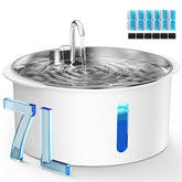 PEKTACO 7L dog fountain with viewing window and LED for easy monitoring.