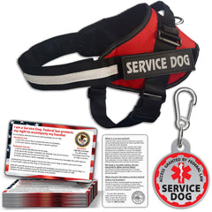 Pelto service dog harness with reflective trim for nighttime visibility.