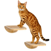 PELUOMOZ wood cat wall shelf square left with sisal mat for climbing and scratching