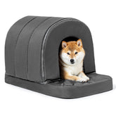 PELZIN orthopedic dog bed outdoors with joint-friendly support.