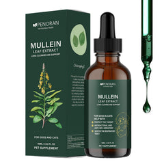 Penoran mullein lung drops bottle for pets; natural lung support potential.