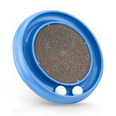 Peomliee cat scratching board with balls in blue for interactive play