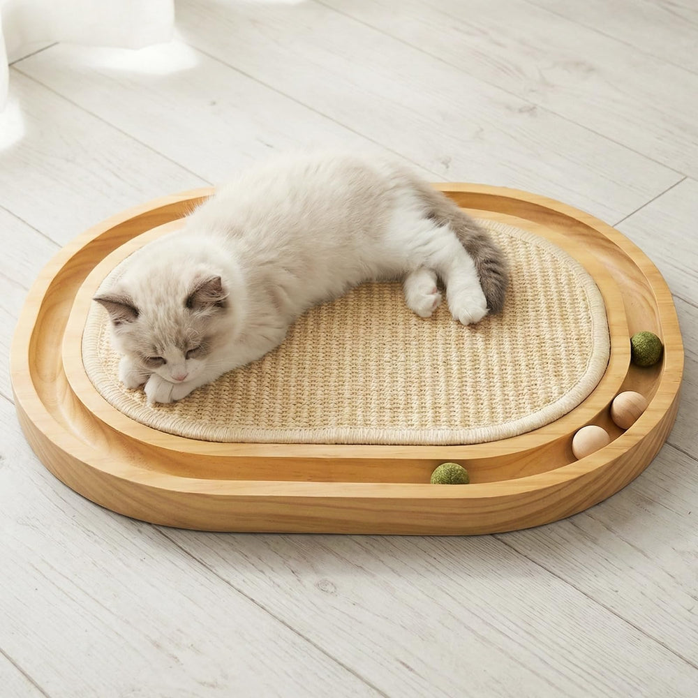 Peoviue Sisal Cat Scratcher Ball Track: engaging scratching and playful motion for indoor activity.