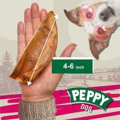 Peppy Dog Half Pig Ears closeup showing natural texture for chewing.