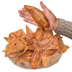 Peppy Dog Half Pig Ears pack of 15, natural single ingredient dog chew.