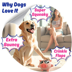 PeppyPawz Piggy Pal hidden ball adds a surprise bounce for retrieval games.