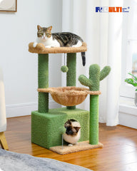PEQULTI 4-in-1 cactus cat tree large-condo provides a roomy resting space.