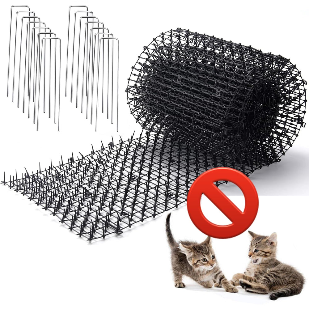 PERFECT LASER scat mat spikes deters cats from garden beds safely.