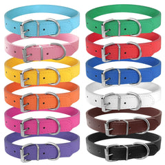 Periflowin leather dog collars in 12 colors for easy ID and style