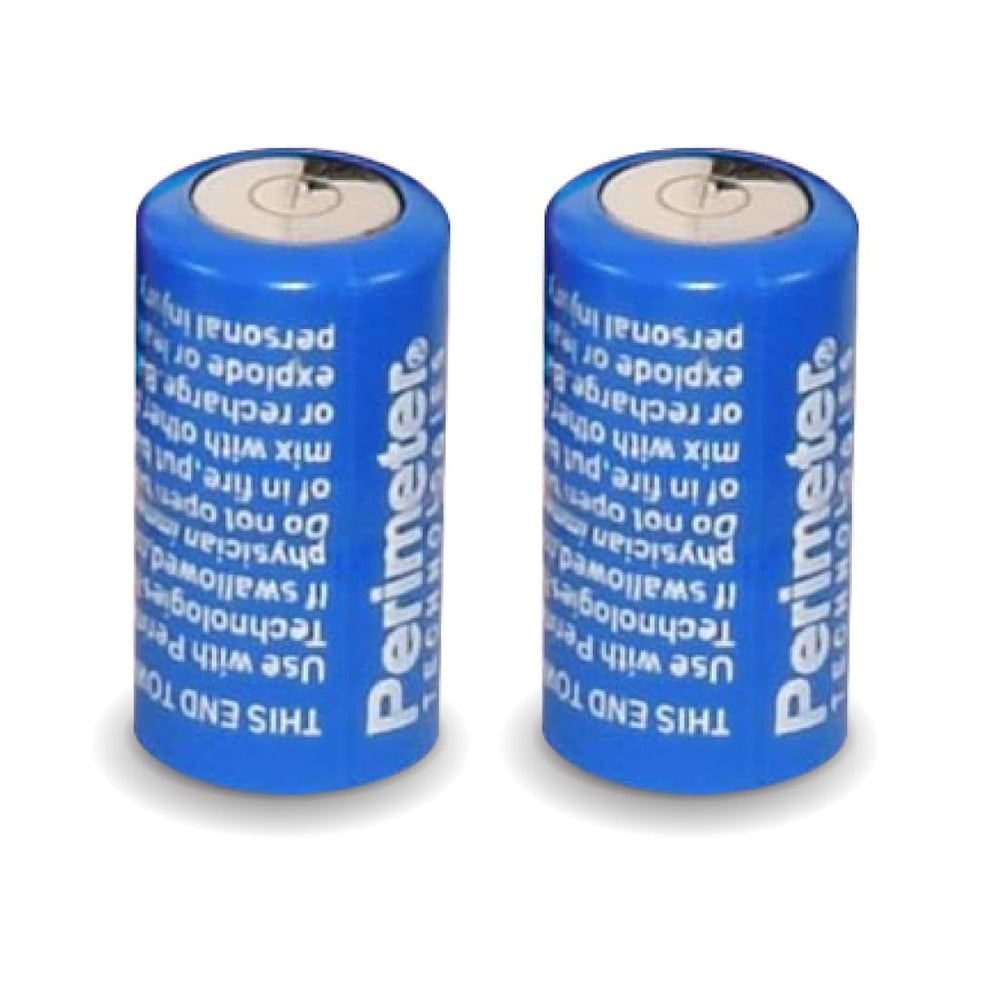 Perimeter Technologies two-pack 6V batteries ready for dog fence collars, ensuring reliable power.