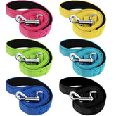 Perthlin six-pack 5ft nylon dog leashes with reflective strips for safer night walks.
