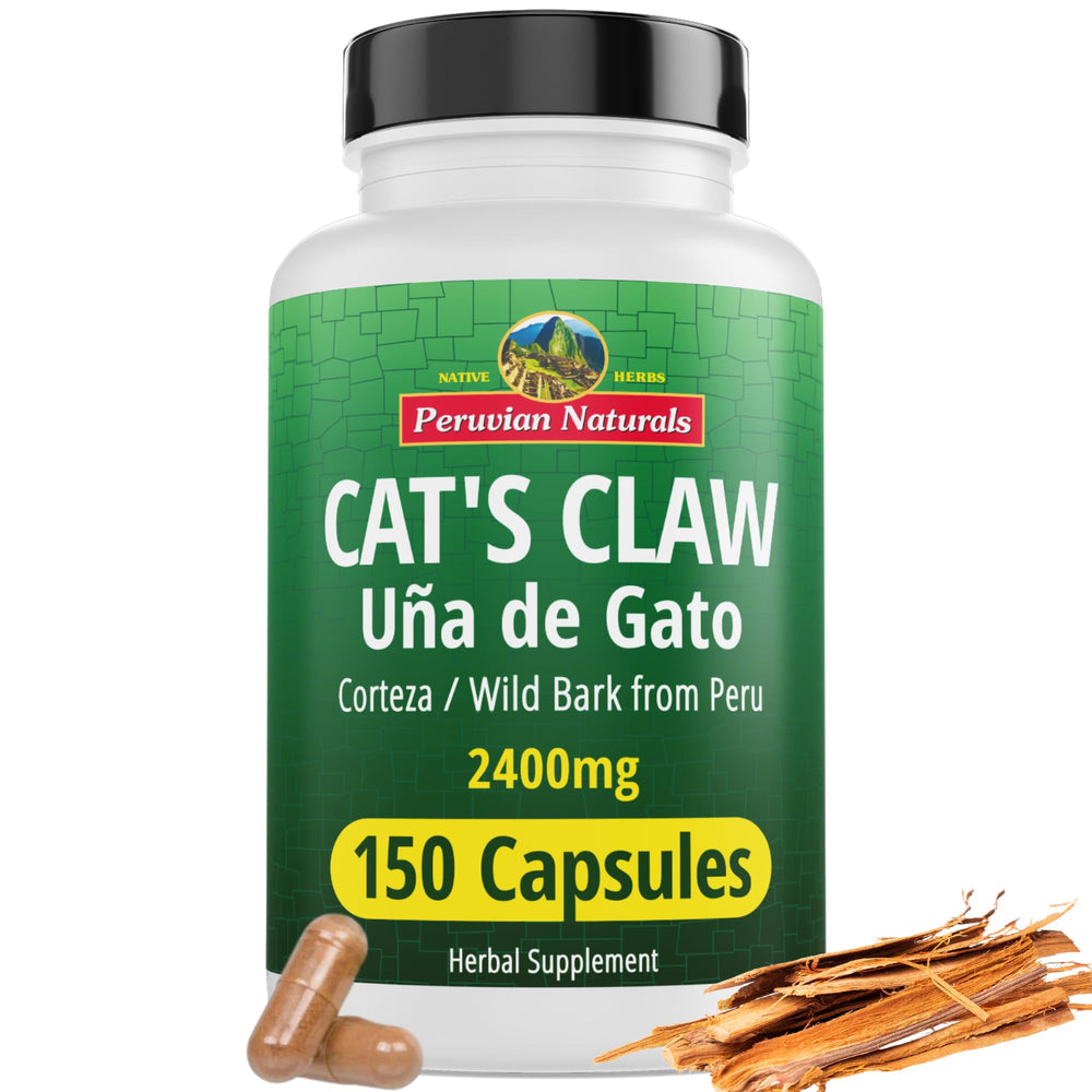 Peruvian Naturals Cat's Claw capsules bottle for daily vegan wellness use