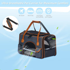 Pesen cat carrier anti-collapse side view demonstrates sturdy frame during travel.