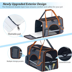 Pesen cat carrier with durable zippers for secure pet safety.