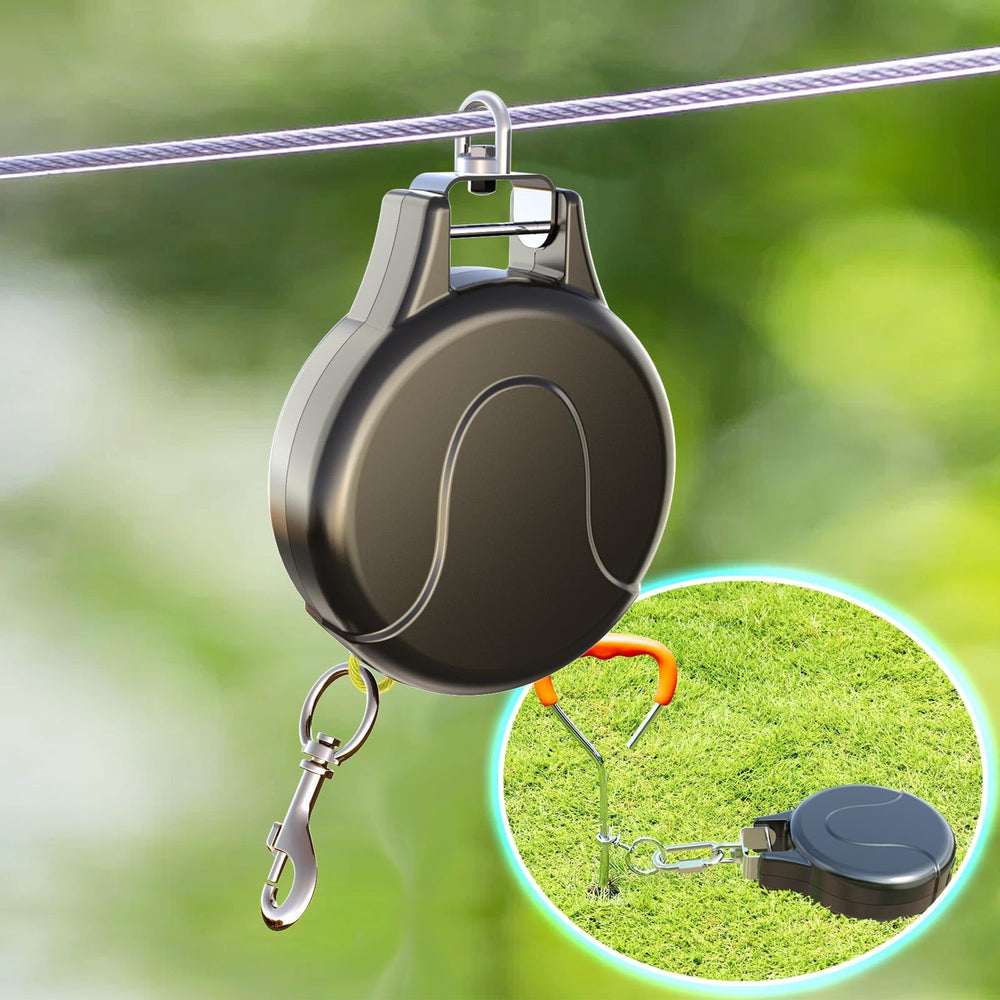 Pestairs 30ft retractable leash assembly shown for quick outdoor setup