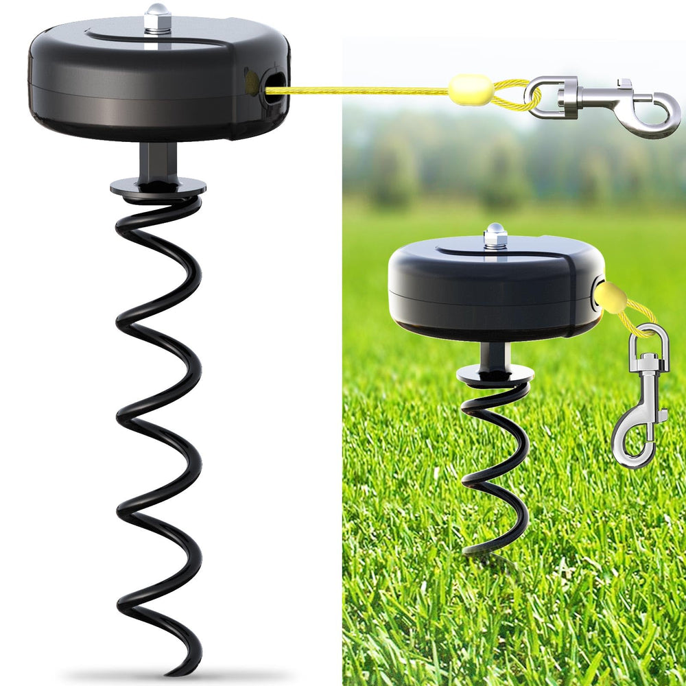 Pestairs dog tie-out cable 30ft for outdoor roaming.