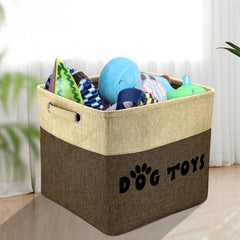 PET ARTIST collapsible dog toy bin, top view, space-saving design.