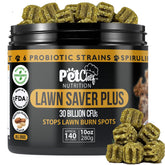 Pet Chef Nutrition Lawn Saver Plus bottle label showing trusted lawn protection