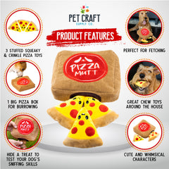 Pet Craft Supply pizza slice toys four inches for easy retrieval and chew play.