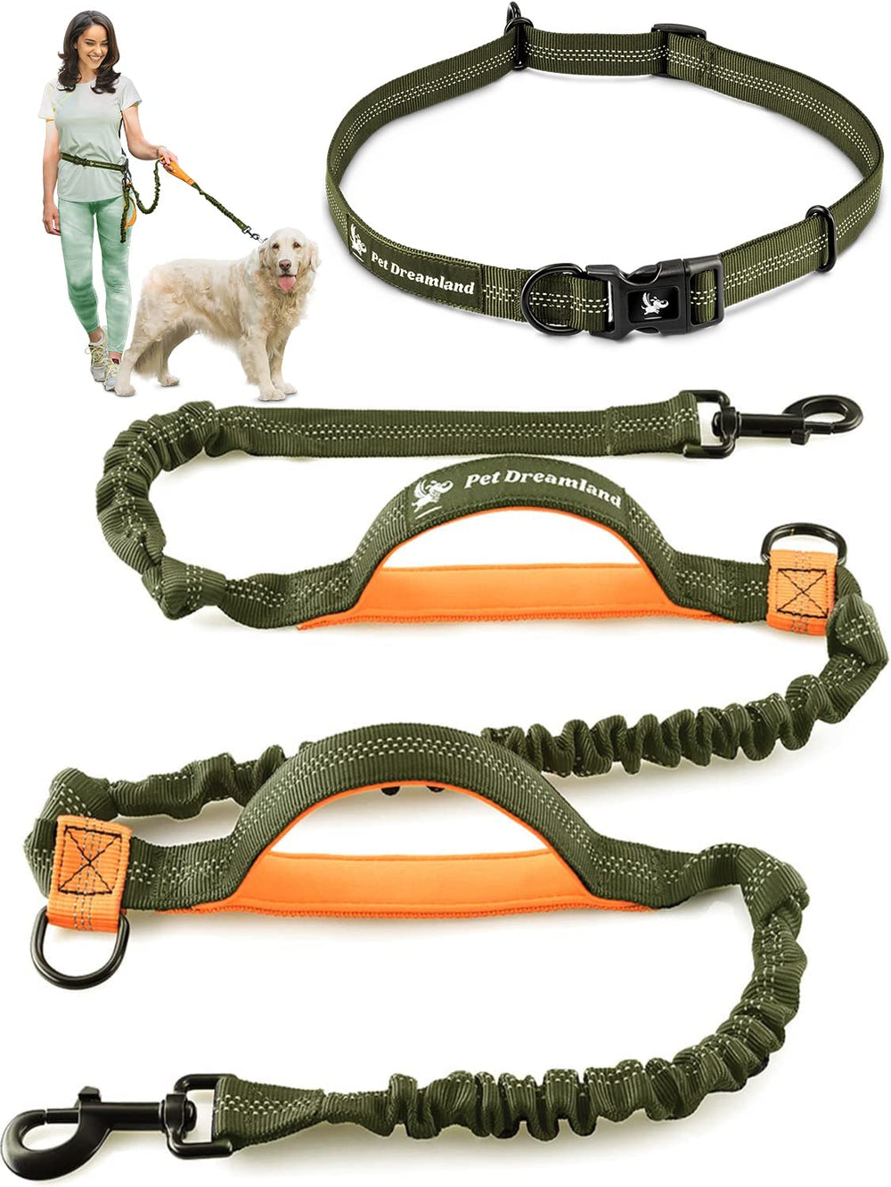 Pet Dreamland hands-free leash with belt clip keeps you close during walks