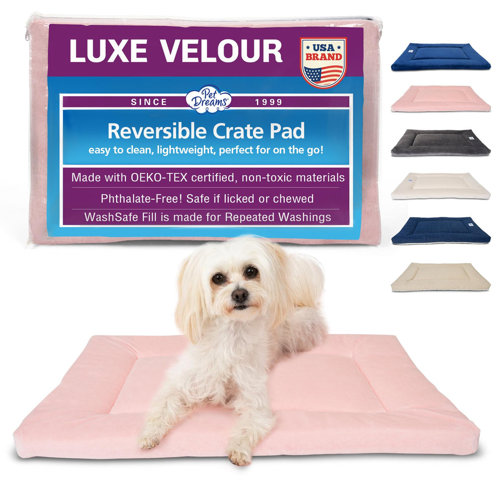 Pet Dreams dog crate pad pink 24-inch small for cozy crate comfort.