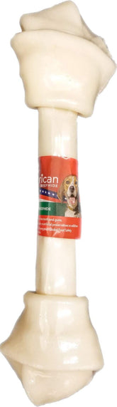 Pet Factory American Beefhide 12-inch knotted bone chew for dogs, durable and tasty
