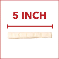 Pet Factory American Beefhide 5-inch chip rolls rawhide cut-end shows authentic chew texture.