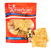 Pet Factory American Beefhide Chips chicken flavor pack offers a long-lasting chew.
