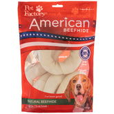 Pet Factory American Beefhide Donuts pack front for durable chewing