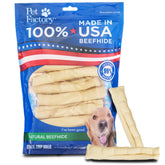 Pet Factory beefhide chip roll 5-inch natural flavor for durable dog chews.