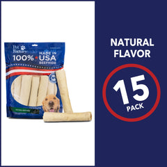 Pet Factory beefhide rolls 15-count pack suitable for medium dogs