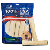 Pet Factory beefhide rolls 8-inch natural long-lasting chew for dogs