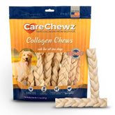 Pet Factory CareChewz braid-stick natural flavor close-up showing long-lasting dog chew