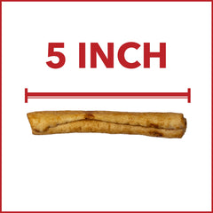 Pet Factory dog chewing beefhide chip roll during playtime
